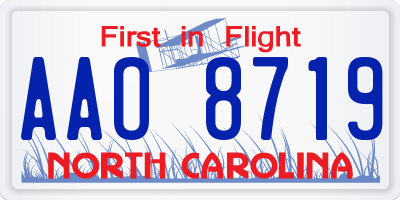 NC license plate AAO8719