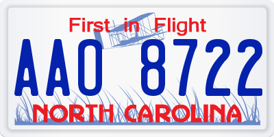 NC license plate AAO8722