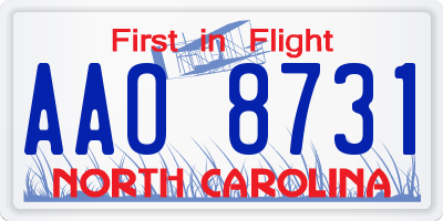 NC license plate AAO8731