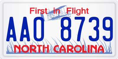 NC license plate AAO8739