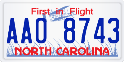 NC license plate AAO8743