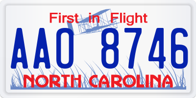 NC license plate AAO8746
