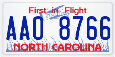 NC license plate AAO8766