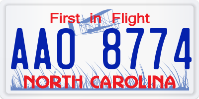 NC license plate AAO8774