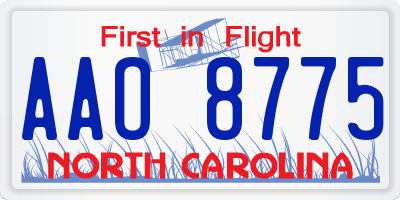 NC license plate AAO8775