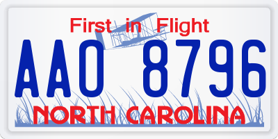 NC license plate AAO8796