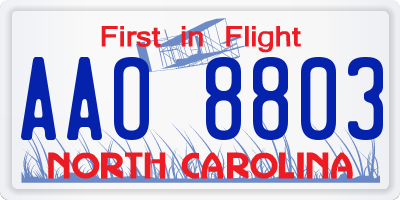 NC license plate AAO8803