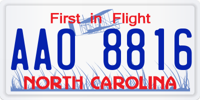 NC license plate AAO8816