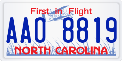 NC license plate AAO8819