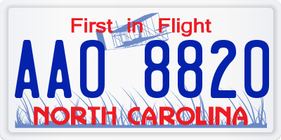 NC license plate AAO8820