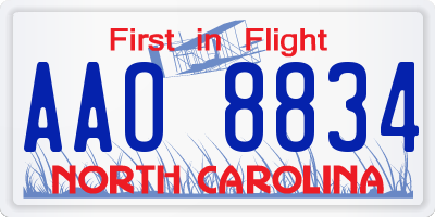 NC license plate AAO8834
