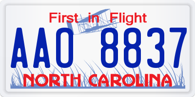 NC license plate AAO8837