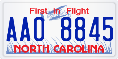 NC license plate AAO8845