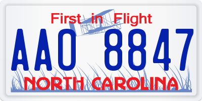 NC license plate AAO8847