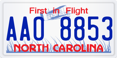 NC license plate AAO8853