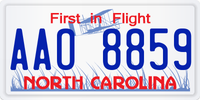 NC license plate AAO8859