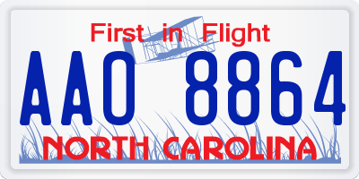 NC license plate AAO8864