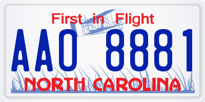 NC license plate AAO8881