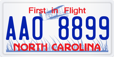 NC license plate AAO8899
