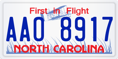 NC license plate AAO8917
