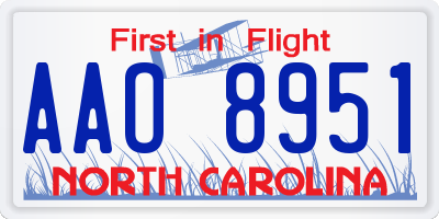 NC license plate AAO8951