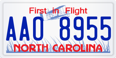 NC license plate AAO8955