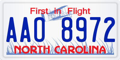 NC license plate AAO8972