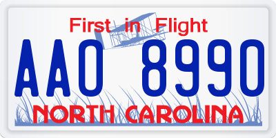 NC license plate AAO8990