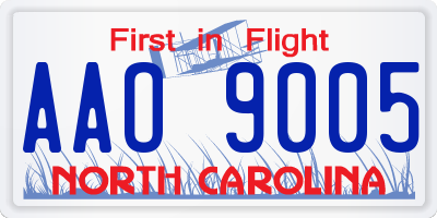 NC license plate AAO9005
