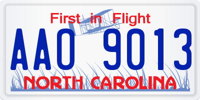 NC license plate AAO9013