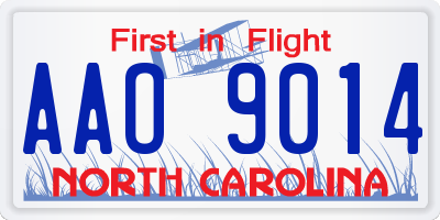 NC license plate AAO9014