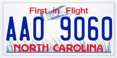 NC license plate AAO9060