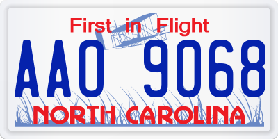NC license plate AAO9068