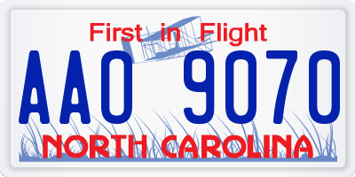 NC license plate AAO9070