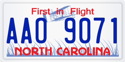 NC license plate AAO9071