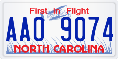 NC license plate AAO9074