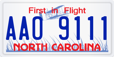 NC license plate AAO9111
