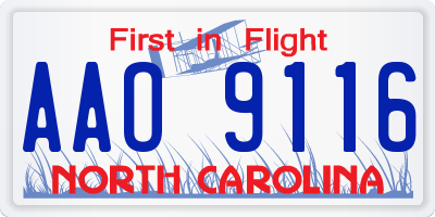 NC license plate AAO9116