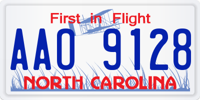 NC license plate AAO9128