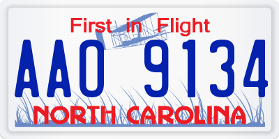NC license plate AAO9134