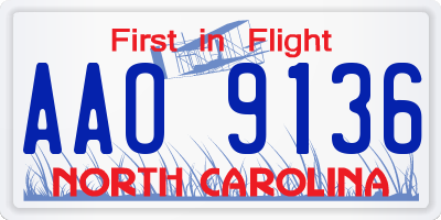 NC license plate AAO9136