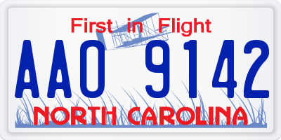 NC license plate AAO9142