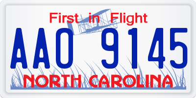 NC license plate AAO9145