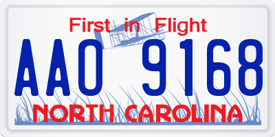 NC license plate AAO9168