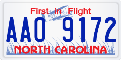NC license plate AAO9172