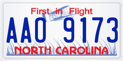 NC license plate AAO9173