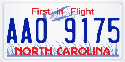 NC license plate AAO9175