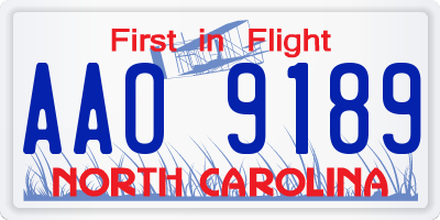 NC license plate AAO9189
