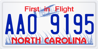 NC license plate AAO9195