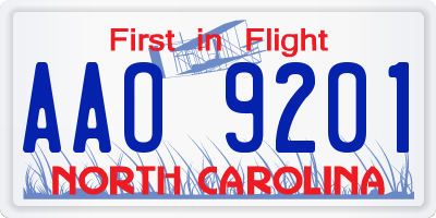 NC license plate AAO9201